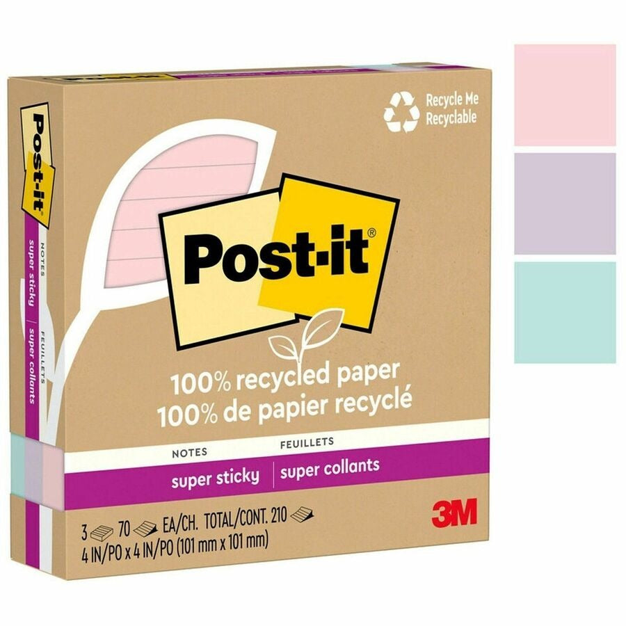 3M 3M MMM675R3SSNRP Post-it Super Sticky Adhesive Note 4 x 4 (3 Pack) MMM675R3SSNRP