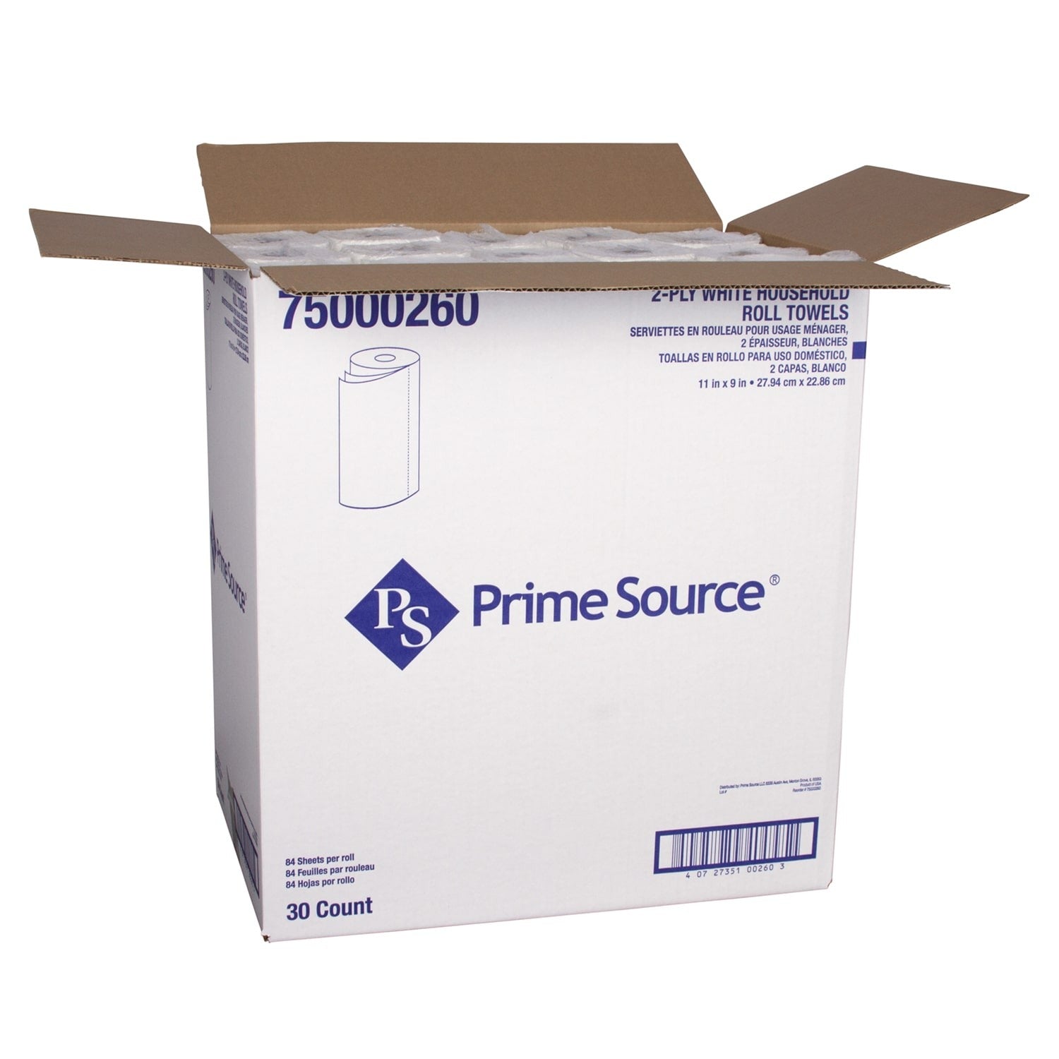 PRIME SOURCE Prime Source 75000260 Perforated Kitchen Roll Towel (11 x 9 in, 2-ply, 84 sheets/roll, 30 rolls/case)