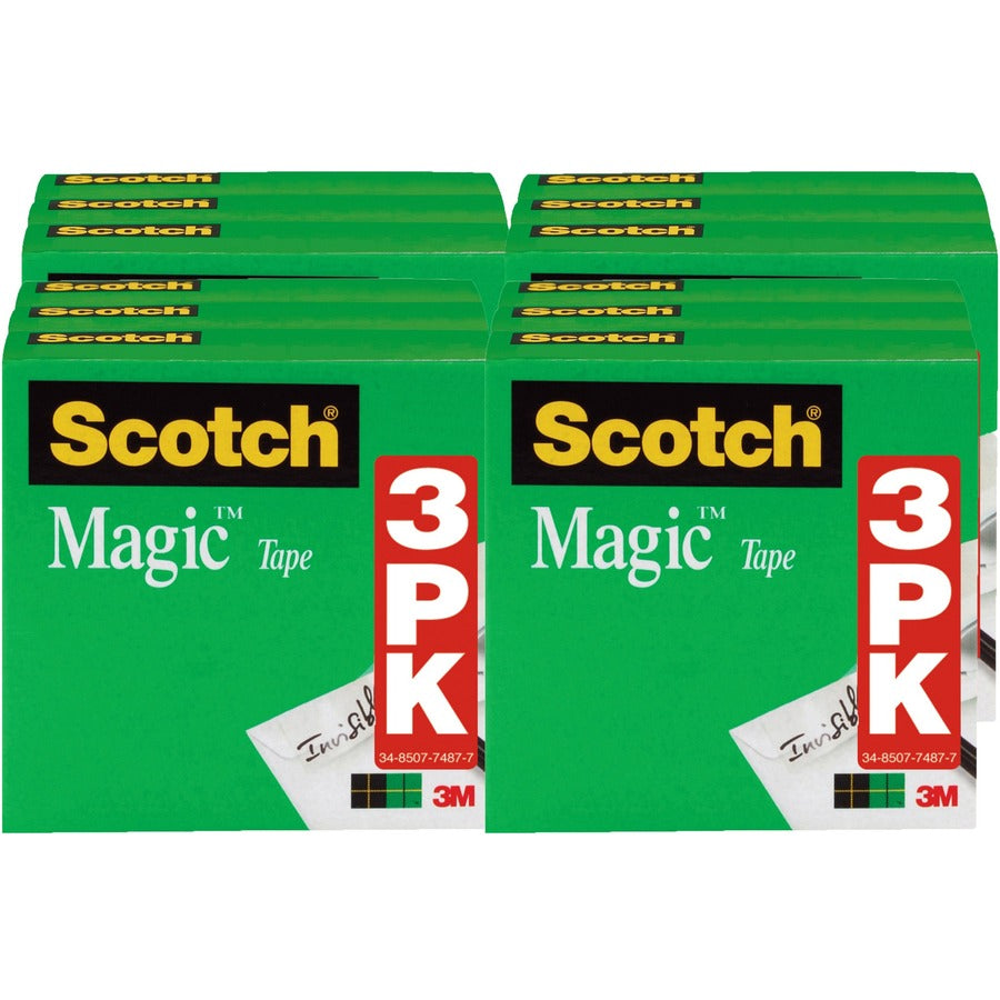 3M 3M MMM810H3BD 1/2 inchesW Magic Tape 36 yd (4 Bundle, 3 per Pack) 810H3BD