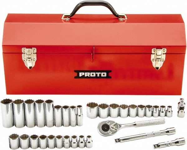 PROTO Proto J52230-1A 34 Pc Deep Standard Socket Set 3/8 Drive