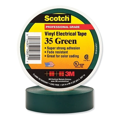 Scotch 7000132639 Vinyl Electrical Color Coding Tape 1/2 in x 20 ft Green