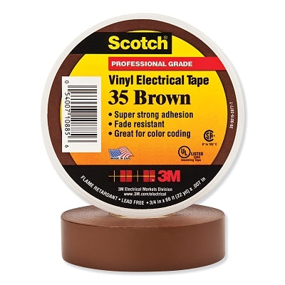 3M 7000132638 Vinyl Electrical Color Coding Tape 35 1/2 in x 20 ft Brown