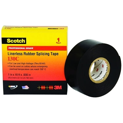 Scotch 7000006086 Linerless Rubber Splicing Tape 130C 30 ft x 1-1/2 in Black