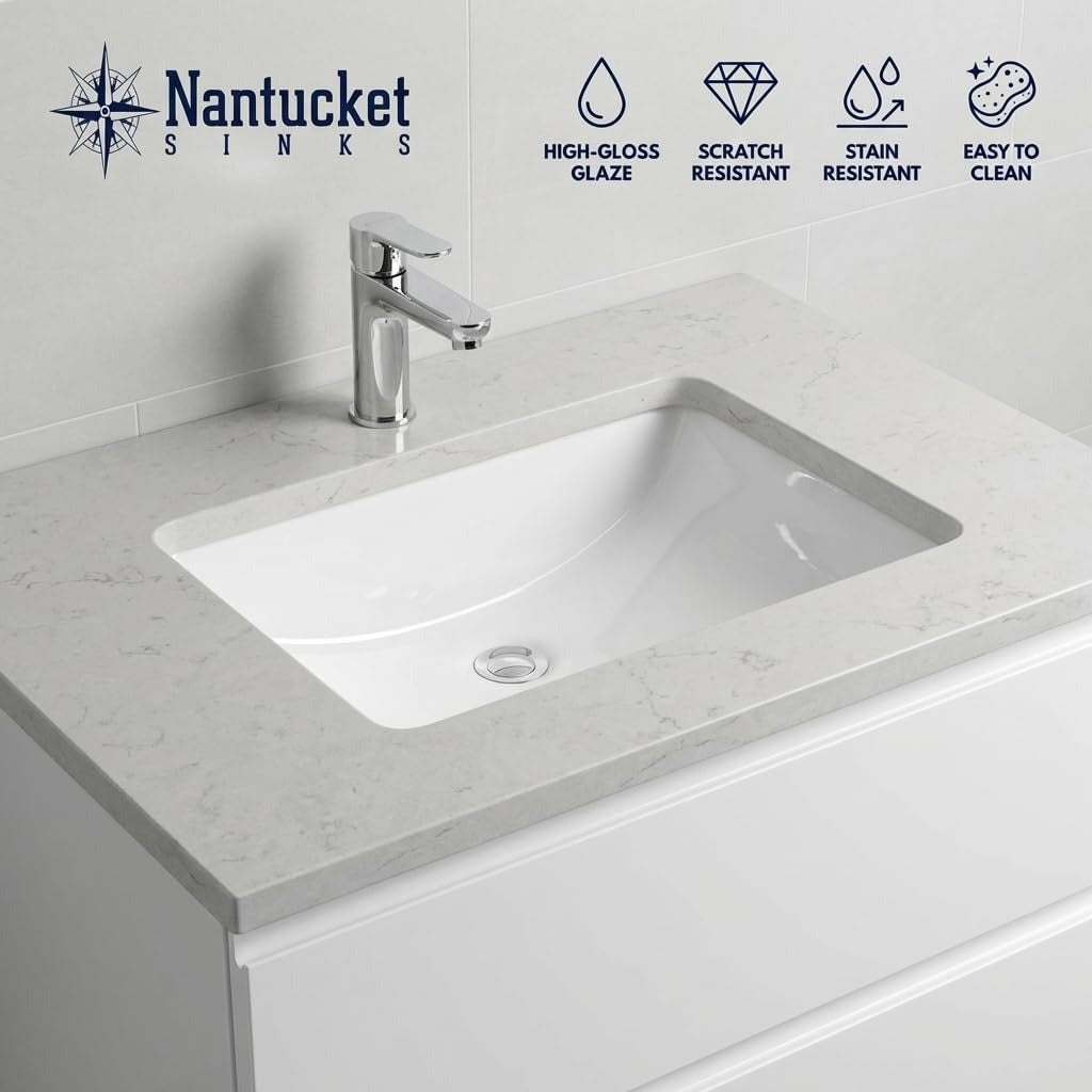 NANTUCKET SINKS Nantucket Sinks UM-159-W Undermount Bathroom Sink