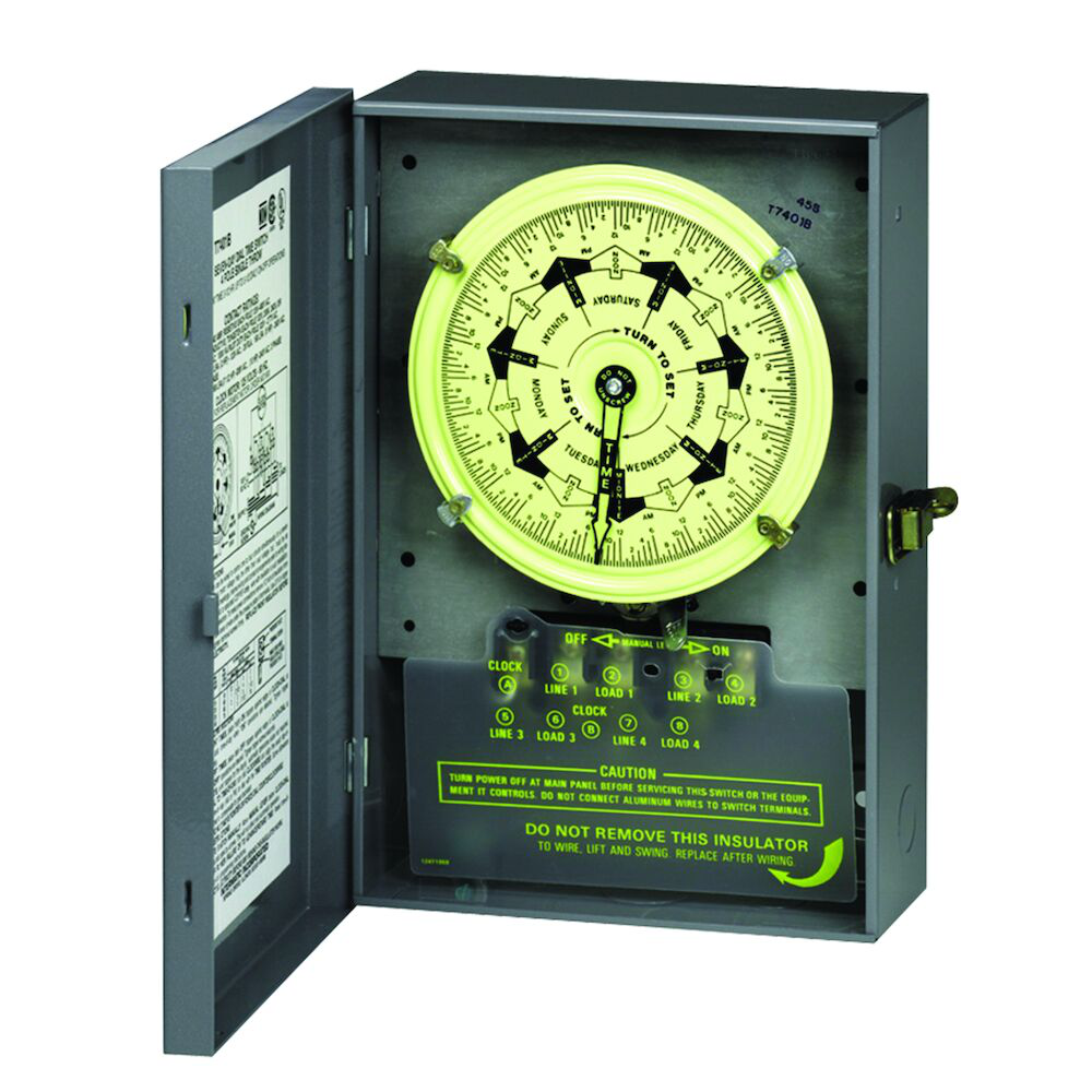 Intermatic T7402B 4PST 208/277-Volt 7-Day Mechanical Time Switch with Nema 1 Indoor Enclosure