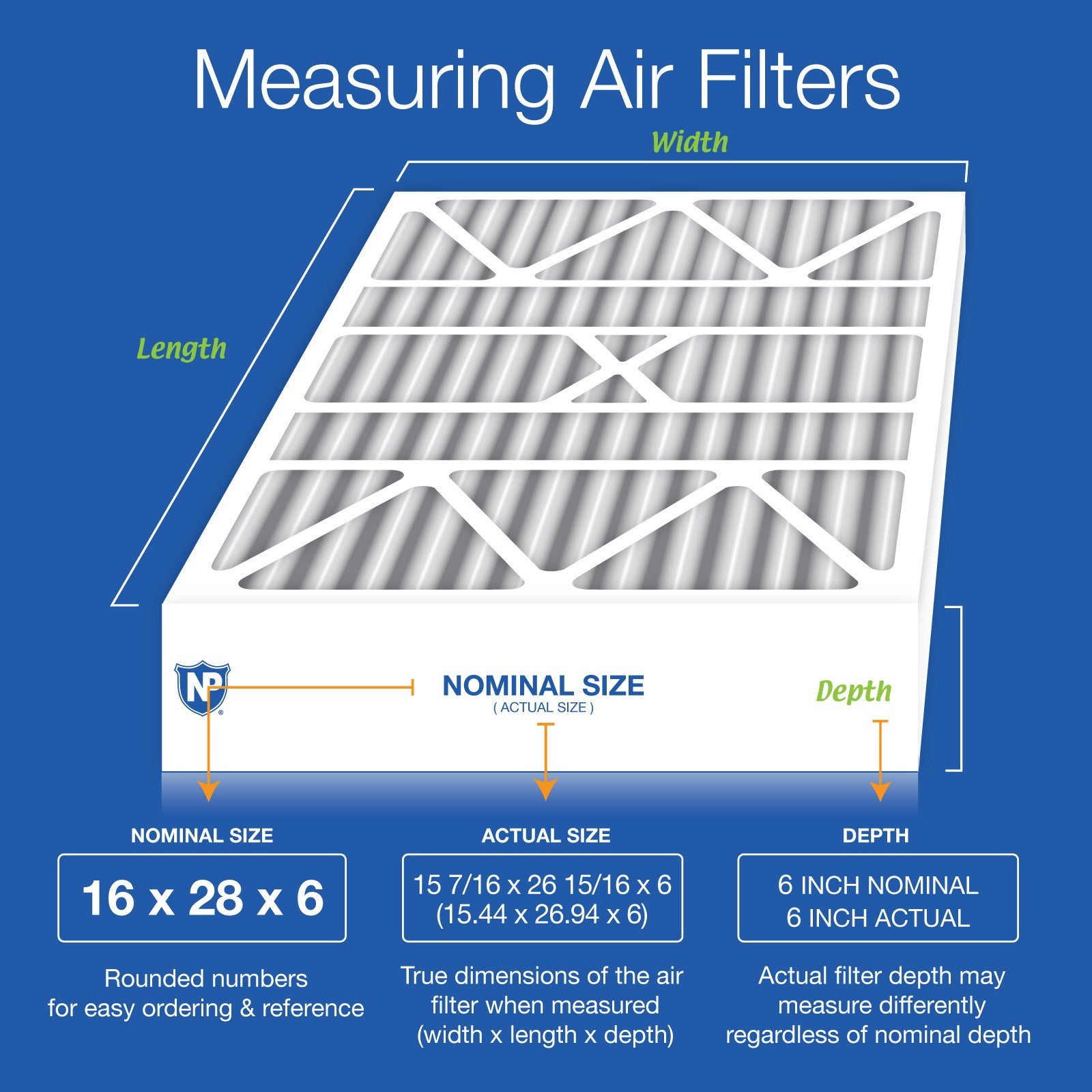 NORDIC PURE Nordic Pure 16x28x6ASGM12-1 Pleated Air Filter Merv 12