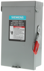 Siemens GNF321LA 30A 240V Non-Fusible Safety Switch, VBII, General Duty, 3-Pole 3-Wire, NEMA-I Indoor Enclosure