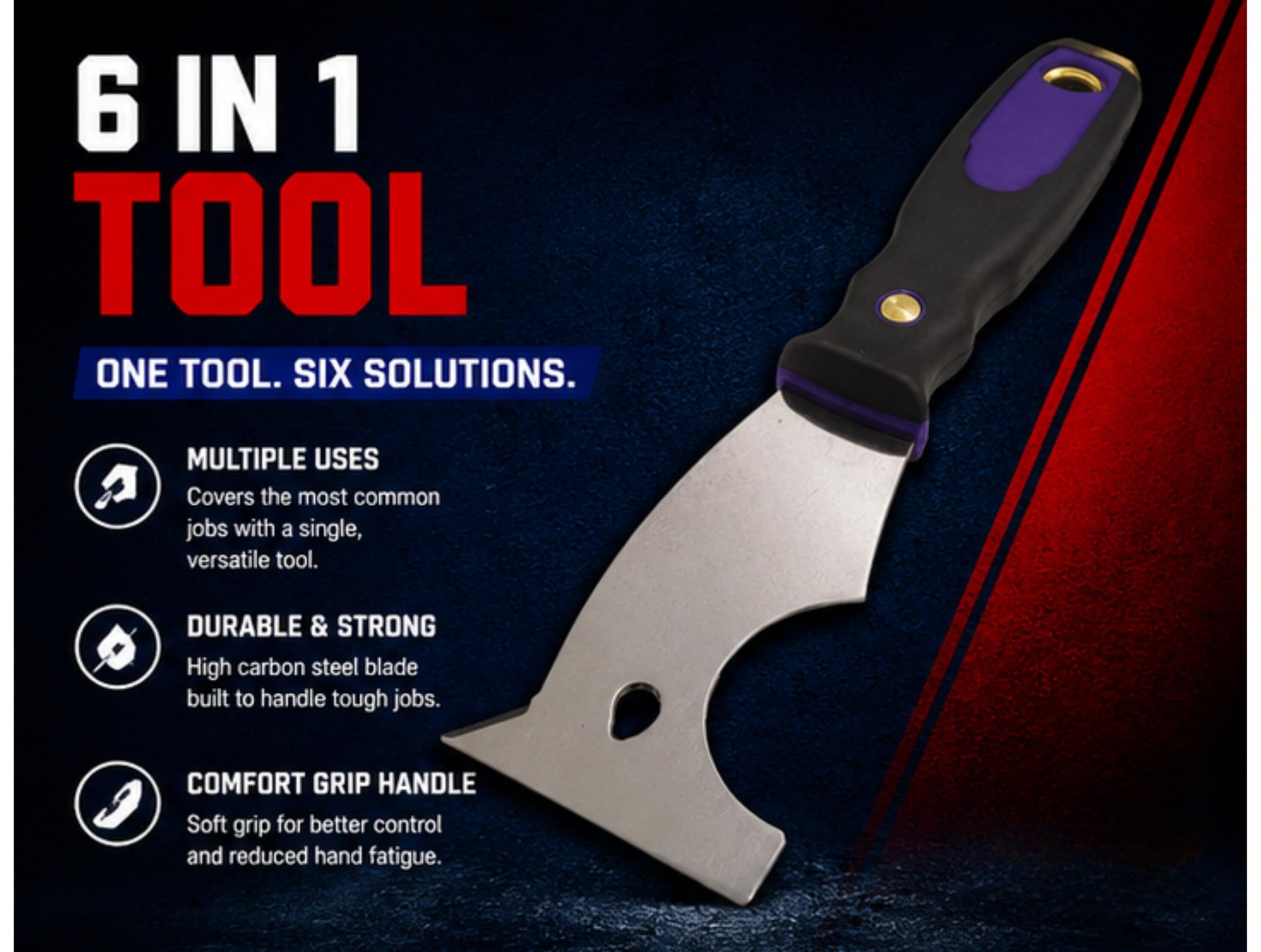 BON TOOL Bon Tool 85-134 6-in-1 Painter Tool Scraper Putty Knife