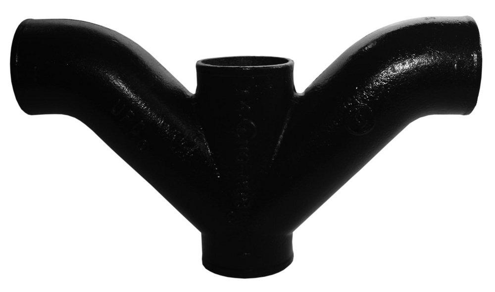 Tyler Pipe 009009 2 in. No Hub Cast Iron 1/8 Bend Double Combination Wye