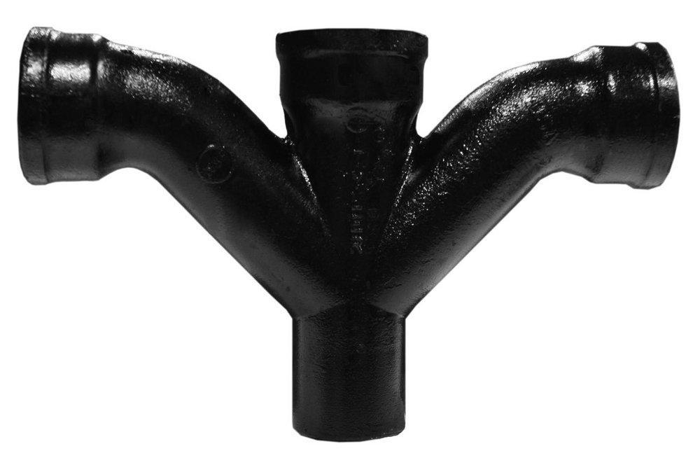 Tyler Pipe 002819 6 x 4 in. Hub x Spigot Cast Iron Reducing 1/8 Bend Double Combination Wye