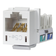 Hubbell Premise Wiring HXJ5EW 8-Position White T568A/T568B Category 5E Modular Keystone Jack