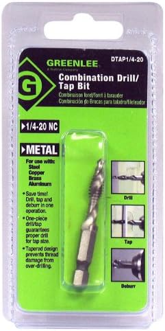 Greenlee DTAP1/4-20 Combination Drill, Tap, and Deburr Bit with Quick Change Hex, 1/4-20 NC