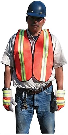 MCR Safety V201R Orange Safety Vest 2 Inch Reflective Strips Polyester Side Straps One Size