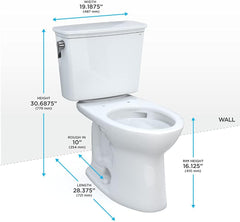 TOTO CST786CEFG.10#01 Drake Transitional Two-Piece Elongated 1.28 GPF Universal Height Tornado Flush Toilet with 10 Inch Rough-In