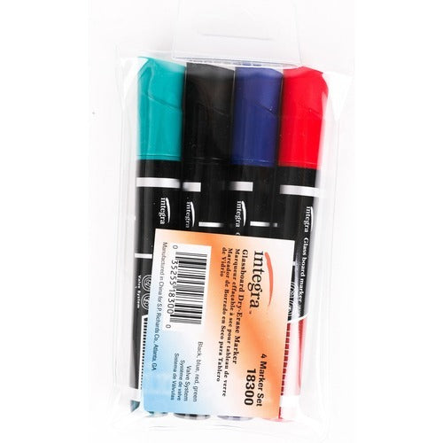INTEGRA Integra ITA18300 Dry-erase Glass Markers Pack of 4