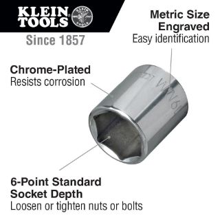 Klein 65912 12 mm Metric 6-Point Socket 3/8-Inch Drive