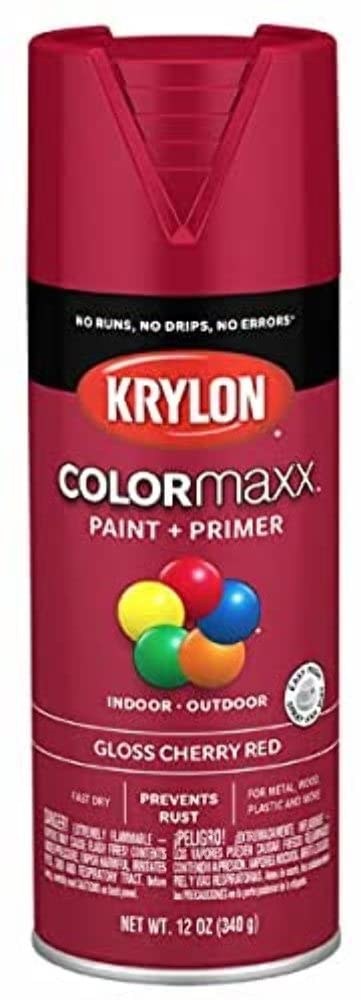 Krylon K05511007 Colormaxx Paint + Primer 12 oz Cherry Red Gloss - Pack of 6