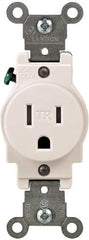 Leviton T5015-I 15-Amp 125-Volt NEMA 5-15R, 2P, 3W, Narrow Body Single Receptacle, Ivory