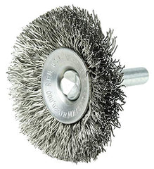 Weiler 17933 2 Stem-Mounted Concave Crimped Wire Wheel .014 Stainless Steel Fill 1/4 Stem