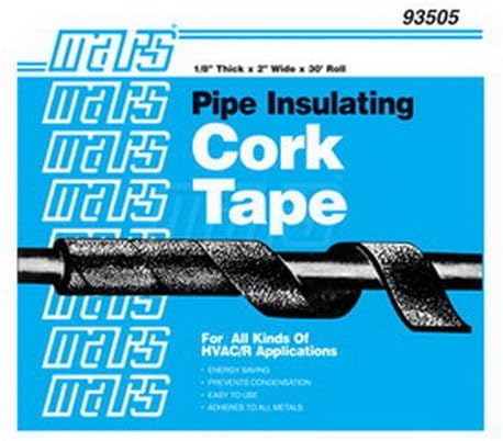 Mars 93505 Rubber Asphalt Virgin Black Cork Insulation Tape 2 W x 30' L