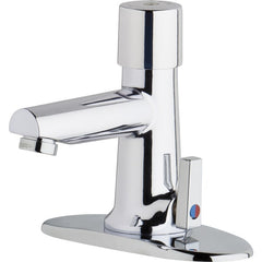 Chicago Faucets 3502-4E2805ABCP MVP Single Handle Centerset Metering Bathroom Sink Faucet in Polished Chrome