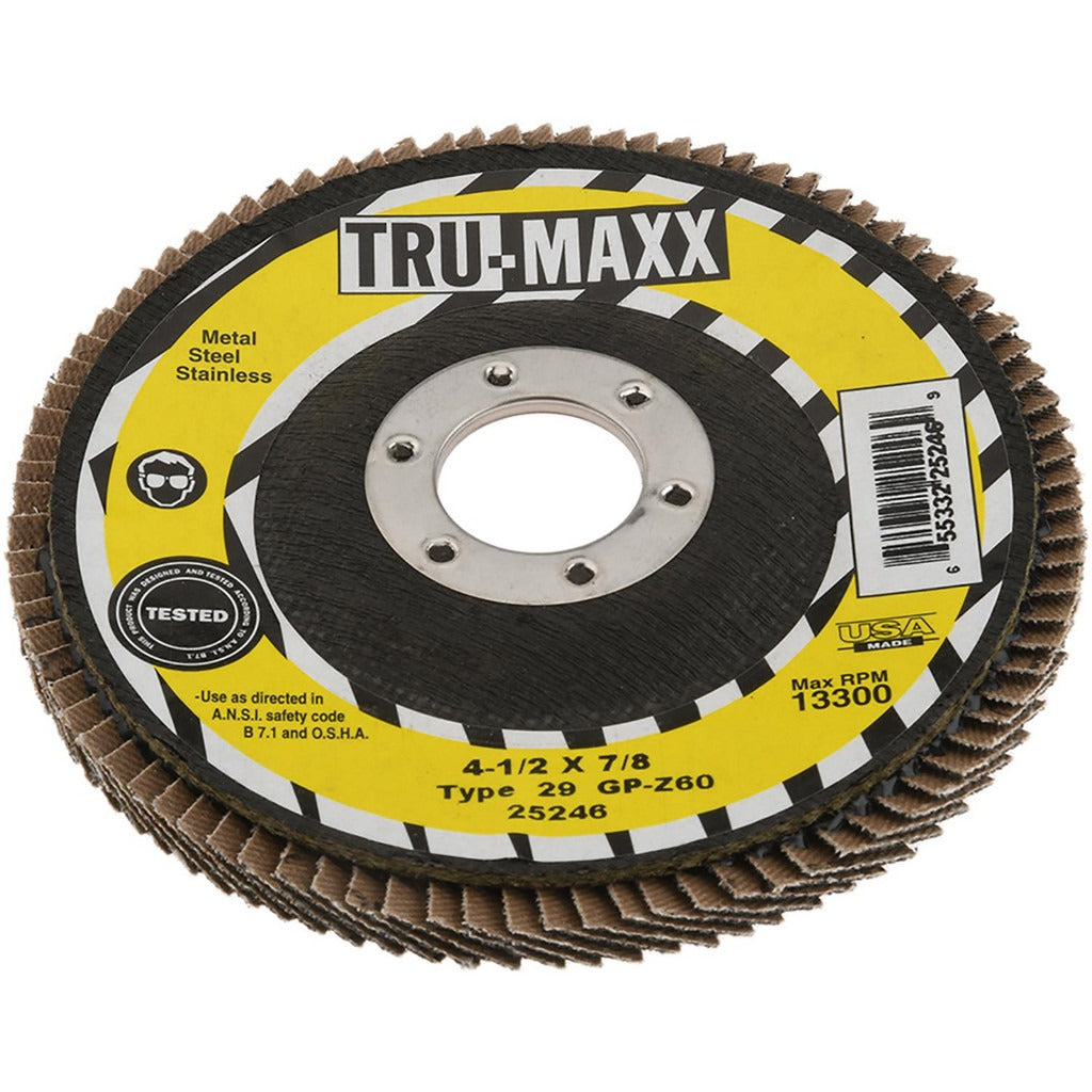 TRU-MAXX Tru-maxx 66254443429 Flap Disc 60 Grit 4.5 in Type 29