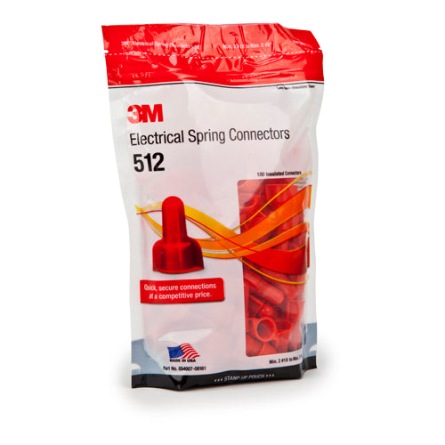 3M 3M 512-BULK Electrical Spring Connector 600 V (22-8 AWG / 100 per pouch) 512-POUCH