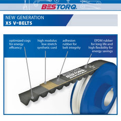 BESTORQ BX72 Cogged V-Belt Raw Edge X5 EPDM 75 inches Outside Circumference 0.66 inches Width