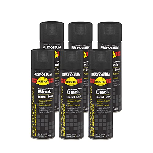 Rust-Oleum 209590 High Performance V2100 System Hammered Finish Spray Paint 15-Ounce Black 6-Pack