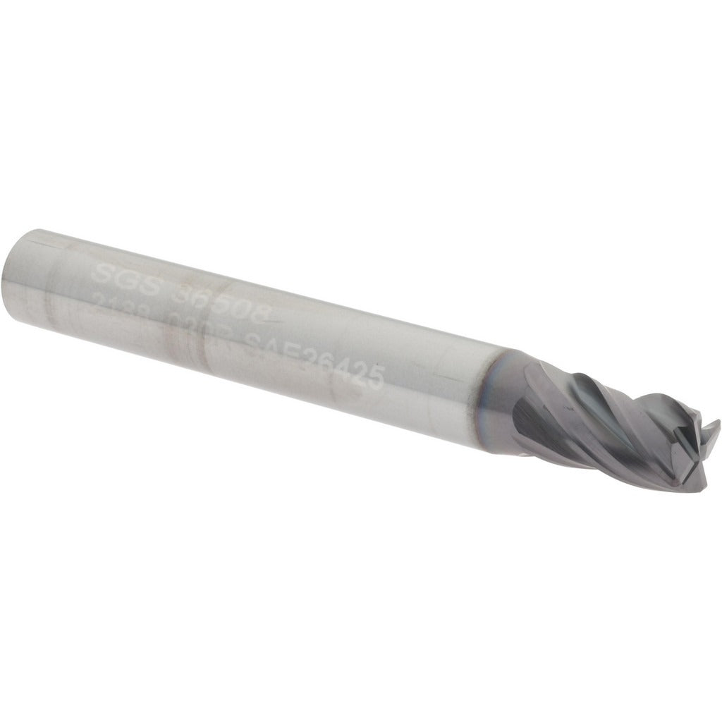 KYOCERA SGS PRECISION TOOLS Sgs 36508 Corner Radius End Mill 0.2188 in 4 Flute Carbide