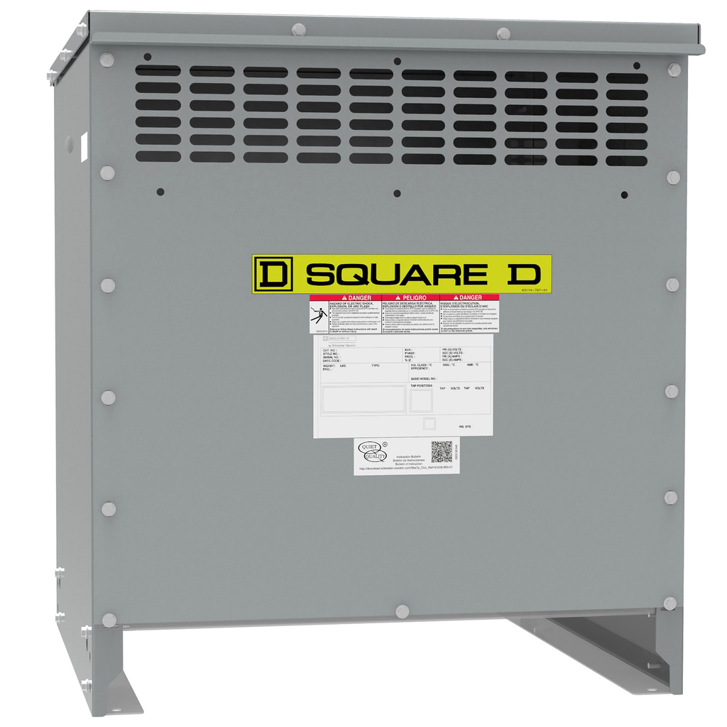 Square D EXN30T3H Transformer, dry type, 30kVA, 480V delta primary, 208Y/120V secondary