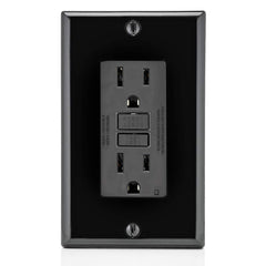 Leviton GFNT1-E Self-Test SmartlockPro Slim GFCI Non-Tamper-Resistant Receptacle with LED Indicator, 15-Amp, Black