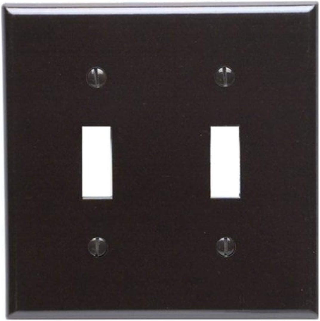 Leviton 85009 2-Gang Toggle Device Switch Wall Plate Thermoset Standard Brown