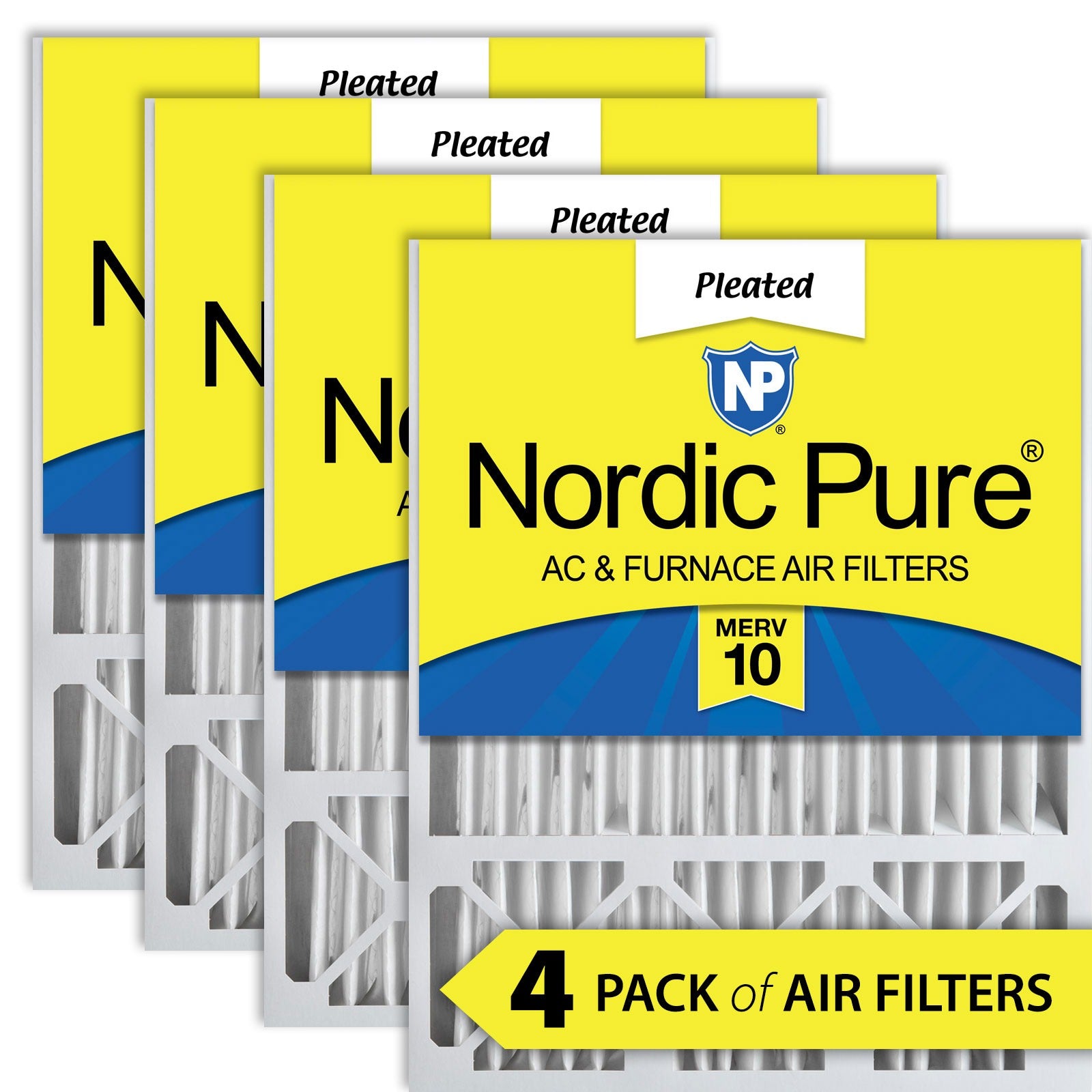 NORDIC PURE Nordic Pure 16x25x5HM10-4 Merv 10 Air Filter 4 Pack