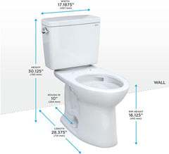 TOTO CST776CEFG.10#01 Drake Two-Piece Elongated 1.28 GPF Tornado Flush Toilet Cotton White