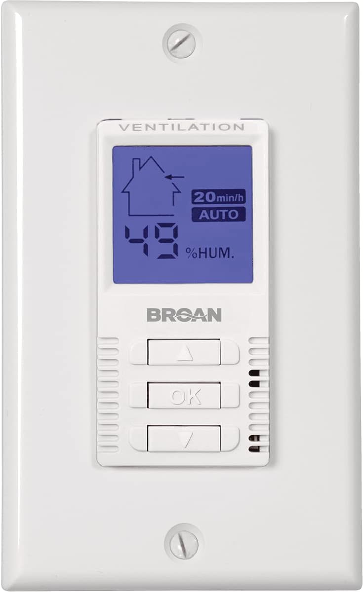 Broan VT7W Deco-Touch Wall Control for ERV and HRV Units in White