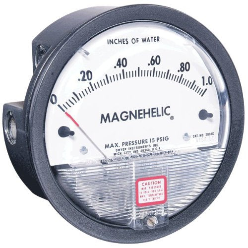 Dwyer 2002D Magnehelic Differential Pressure Gauge 0-2 Inches w.c. and 0-500 Pascals