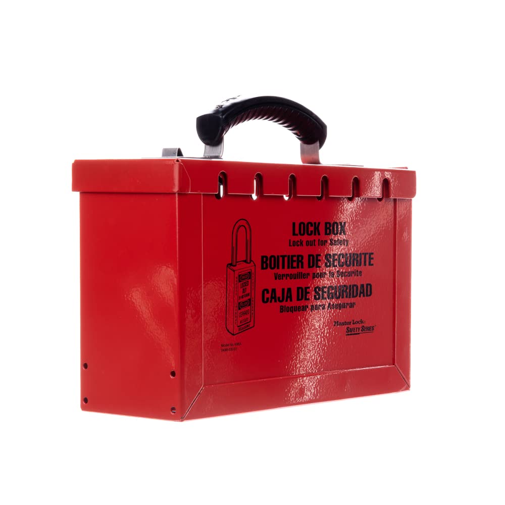 Master Lock 498A Lockout Tagout Portable Group Lock Box, 12 Padlock Capacity, Red