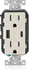 Leviton T5633-T Combination USB Charger/Duplex Receptacle 15A 125VAC 25W