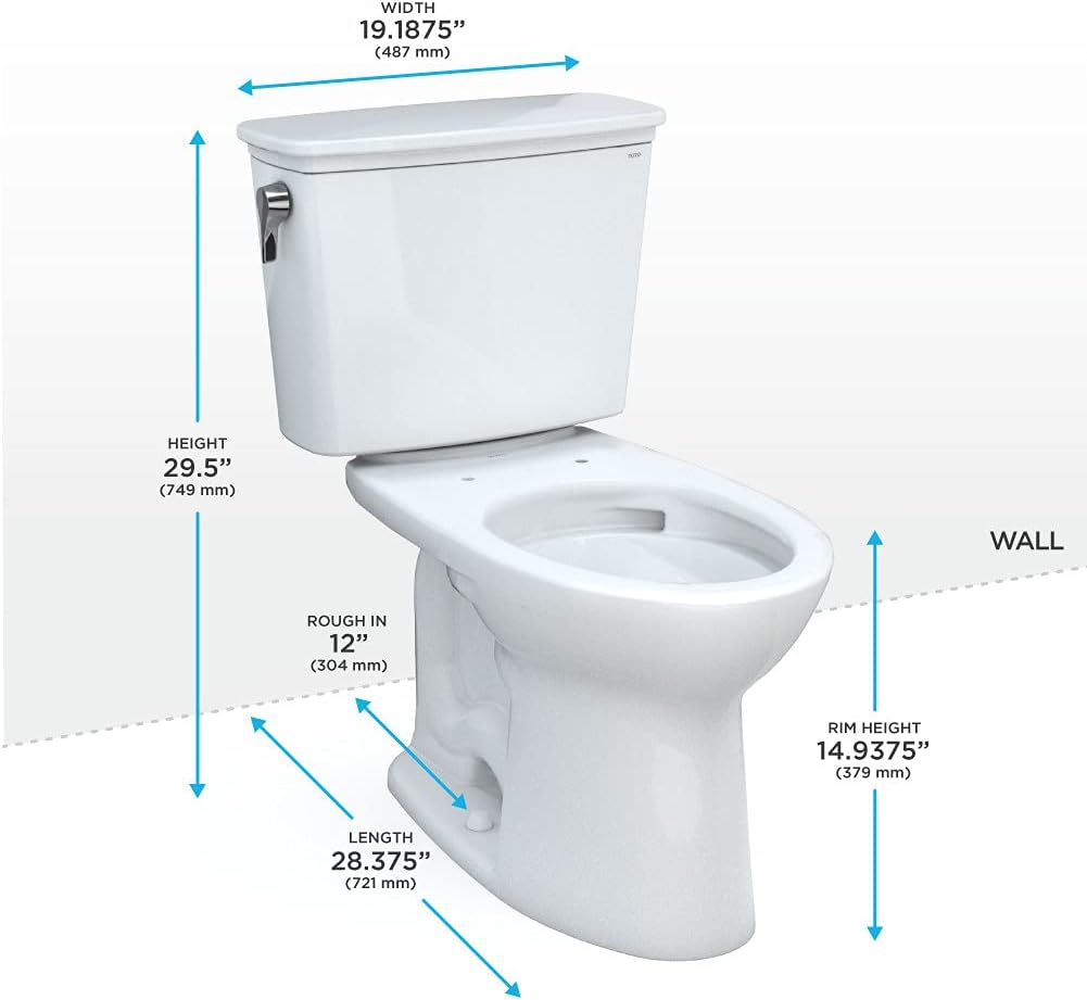 TOTO CST786CEG#01 Drake Transitional Two-Piece Elongated 1.28 GPF Tornado Flush Toilet with CEFIONTECT, Cotton White