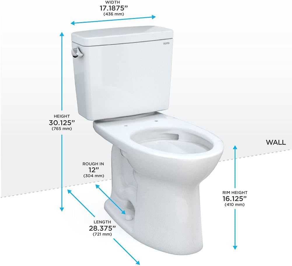 Toto CST776CEFG#12 Drake Two-Piece Elongated 1.28 GPF Universal Height Tornado Flush Toilet with CEFIONTECT, Sedona Beige