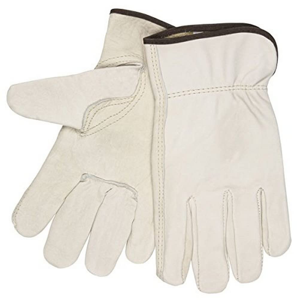 MCR Safety 3211L Cow Grain Leather Glove Large White Pack of 12