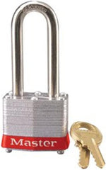 Master Lock 3LHRED Safety Lockout Keyed Different Padlock 1-9/16 inch Body 2 inch Extra Length Shackle Red Bumper