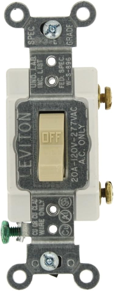 Leviton 1221-SI Grounding AC Quiet Toggle Switch 20 Amp 120/277 Volt