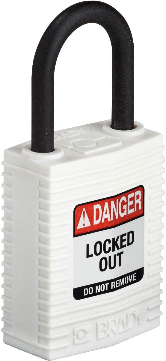 Brady CPT-WHT-25PL-KD SafeKey Lockout Padlock - Nylon - 1.0 Plastic Shackle Vertical Clearance