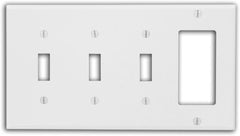 Leviton P326-W 4-Gang 3-Toggle 1-Decora/GFCI Device Combination Wallplate White