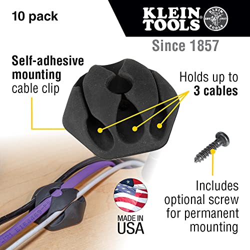 Klein Tools 450-410 Self-Adhesive Cable Mounting Clips 3-Slot (10-Pack)