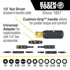 Klein Tools 32500HD Knect Multi-Bit Screwdriver / Nut Driver, Impact Rated 11-in-1