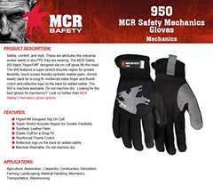 MCR Safety 950XL HyperFit Mechanics Work Gloves Synthetic Leather Palm Reflective Logo X-Large