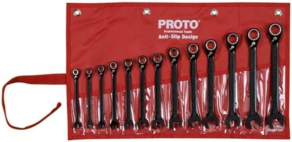 Proto JSCVM-13S 13 Pc Black Chrome Reversible Combo Ratchet Wrench Set